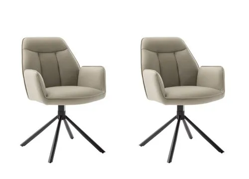 2er Set Stuhl Rafaela mit Armlehnen | drehbar | cappuccino / schwarz matt