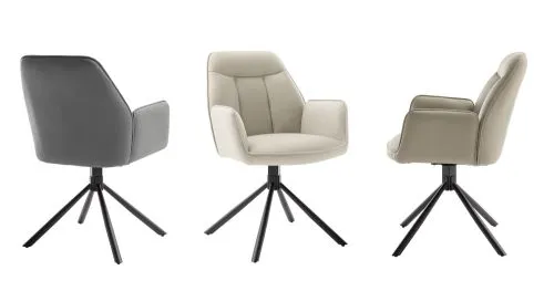 2er Set Stuhl Rafaela mit Armlehnen | drehbar | cappuccino / schwarz matt