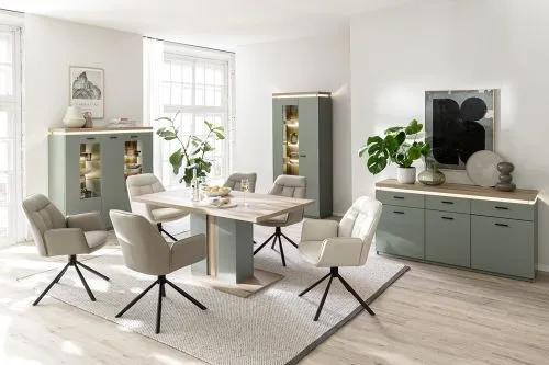 2er Set Stuhl Rafaela mit Armlehnen | drehbar | cappuccino / schwarz matt