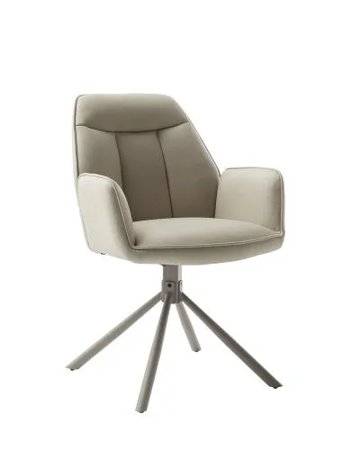 2er Set Stuhl Rafaela mit Armlehnen | drehbar | cappuccino / taupe matt