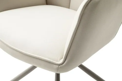 2er Set Stuhl Rafaela mit Armlehnen | drehbar | creme / schwarz matt