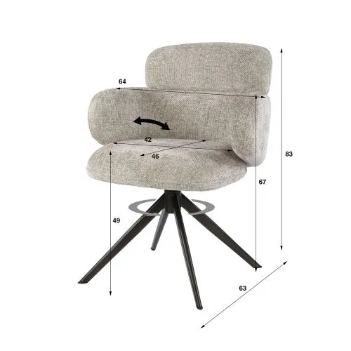 2er Set Stuhl Tano | Chenillestoff | drehbar | sand-braun