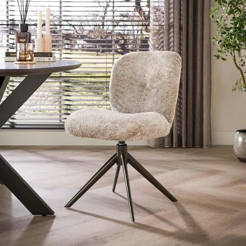2er Set Stuhl Thoia | drehbar | Alura Stoff / Webstoff | sand-braun