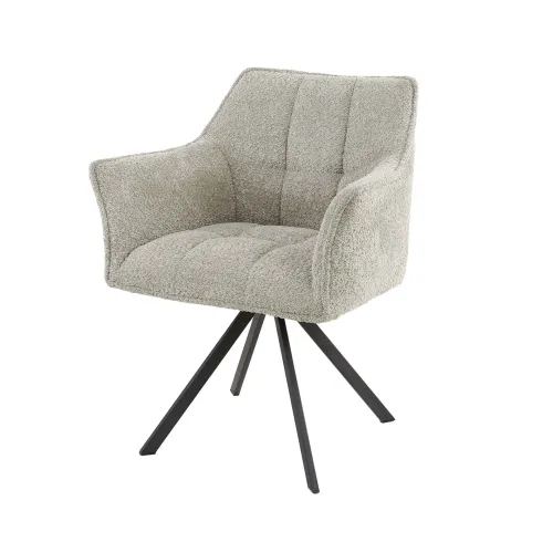 2er Set Stuhl Toik mit Armlehnen | drehbar | Boucle Stoff | sandfarben