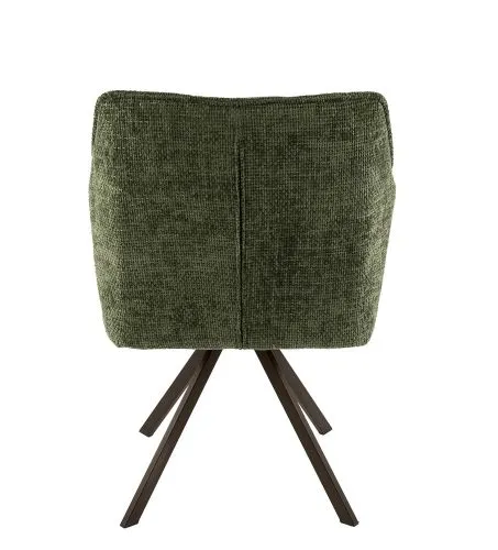 2er Set Stuhl Toik mit Armlehnen | drehbar | Hoven-Stoff / Chenillegewebe | Grün-braun