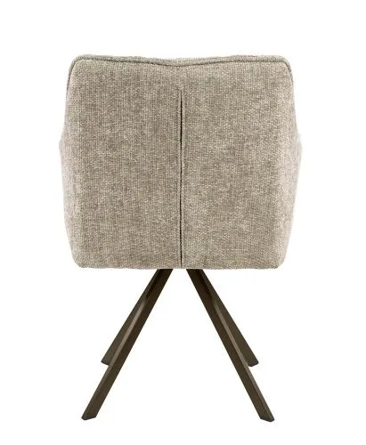 2er Set Stuhl Toik mit Armlehnen | drehbar | Hoven-Stoff / Chenillegewebe | sand-braun