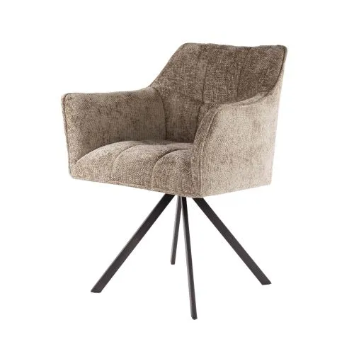 2er Set Stuhl Toik mit Armlehnen | drehbar | Webstoff | Rich Champagne