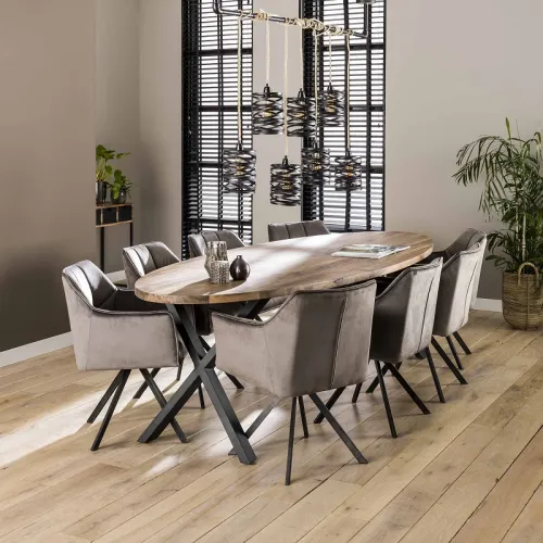 2er Set Stuhl Toik mit Armlehnen | Samt | drehbar | anthrazit