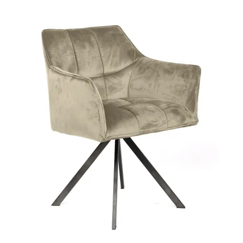 2er Set Stuhl Toik mit Armlehnen | Samt | drehbar | champagner