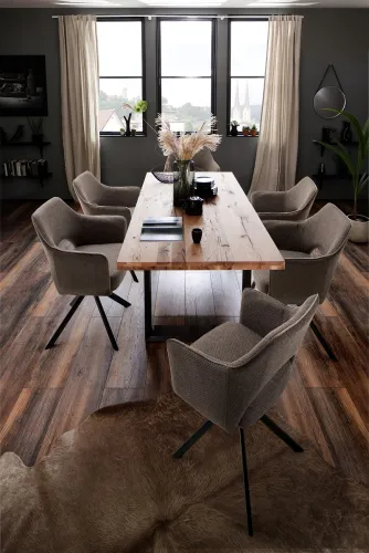 2er Set Stuhl Tonala | mit Armlehnen | drehbar | cappuccino