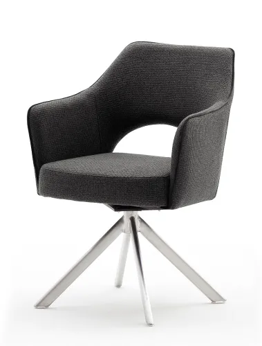 2er Set Stuhl Tonala | mit Armlehnen | drehbar | Edelstahl | anthrazit