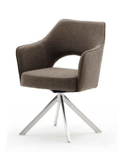 2er Set Stuhl Tonala | mit Armlehnen | drehbar | Edelstahl | cappuccino