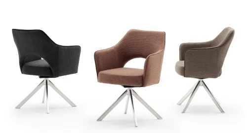 2er Set Stuhl Tonala | mit Armlehnen | drehbar | Edelstahl | cappuccino