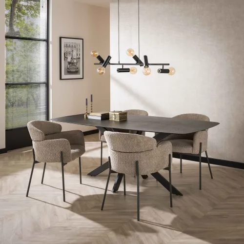 2er Set Stuhl Tura | Boucle Stoff | sandfarben