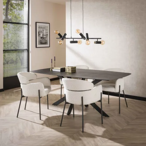 2er Set Stuhl Tura | Boucle Stoff | weiß