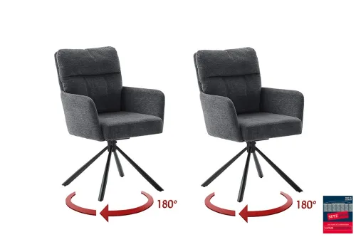 2er Set Stuhl Utica mit Armlehnen | drehbar | anthrazit