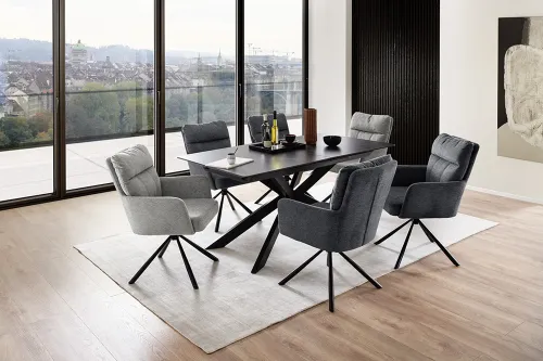 2er Set Stuhl Utica mit Armlehnen | drehbar | grau