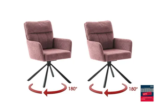 2er Set Stuhl Utica mit Armlehnen | drehbar | himbeer