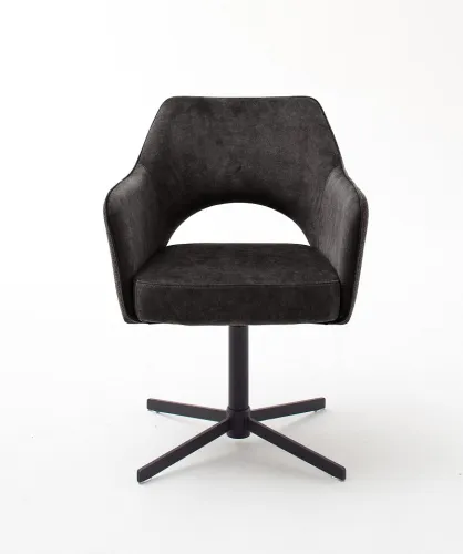 2er Set Stuhl Valletta mit Armlehnen | Kreuzfuß | anthrazit