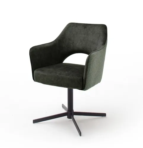 2er Set Stuhl Valletta mit Armlehnen | Kreuzfuß | olive