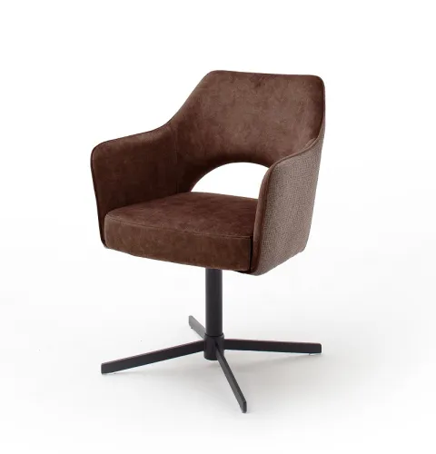 2er Set Stuhl Valletta mit Armlehnen | Kreuzfuß | rostbraun