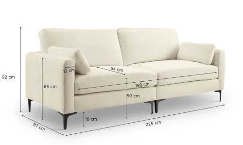 3,5-Sitzer Polstersofa Venti | 225cm | Webstoff | Creme