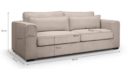 3-Sitzer Polstersofa Almera | 241cm | Cordstoff | beige-braun