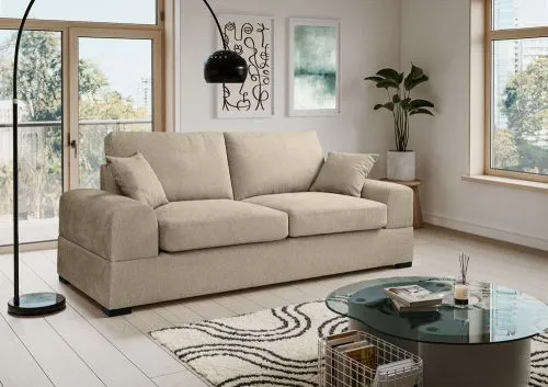 3-Sitzer Polstersofa Veda | 221cm | Strukturstoff | beige