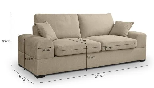 3-Sitzer Polstersofa Veda | 221cm | Strukturstoff | beige