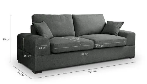 3-Sitzer Polstersofa Veda | 221cm | Strukturstoff | grau