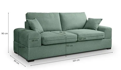 3-Sitzer Polstersofa Veda | 221cm | Strukturstoff | petrol