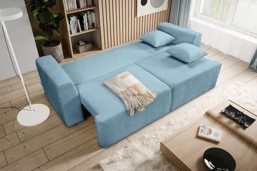 3-Sitzer Schlafsofa Point | 250cm | Webstoff | hellblau