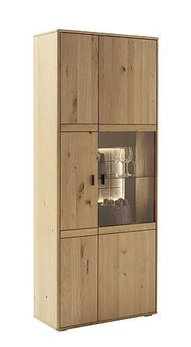 Kombi-Vitrine Freeport | Ast-/Balkeneiche | LED Beleuchtung