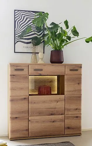 Highboard Naxos | Eiche Evoke | LED Beleuchtung