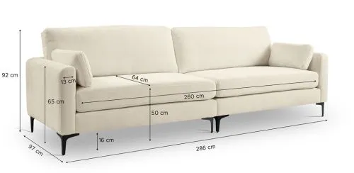 4-Sitzer Polstersofa Venti | 286cm | Webstoff | Creme