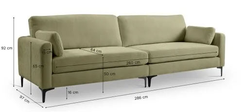 4-Sitzer Polstersofa Venti | 286cm | Webstoff | grün