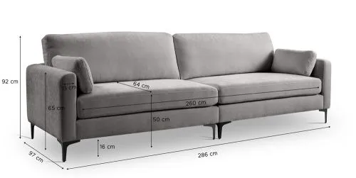 4-Sitzer Polstersofa Venti | 286cm | Webstoff | hellgrau