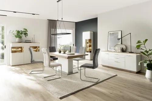 4er Set Freischwinger Stuhl Hudson | Edelstahl | grau