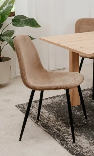 4er Set Stuhl Anya | Schwarz / braun Cord