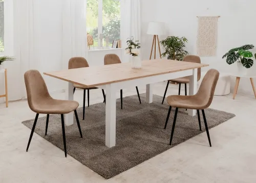 4er Set Stuhl Anya | Schwarz / braun Cord