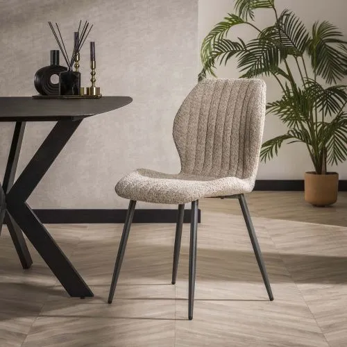 4er Set Stuhl Aponi, Boucle Stoff, sandfarben