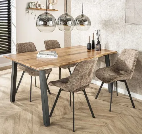 4er Set Stuhl Basi | drehbar | Chenille-Stoff | champagne