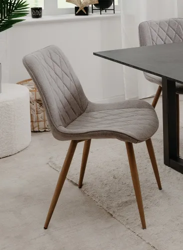 4er Set Stuhl Bella | hellgrau / braun