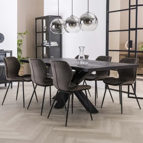 4er Set Stuhl Gonio Samt | anthrazit