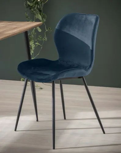 4er Set Stuhl Gonio Samt | blau