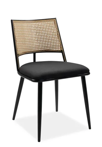 4er Set Stuhl Schiller Schwarz / Rattangeflecht