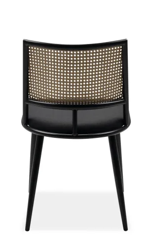 4er Set Stuhl Schiller Schwarz / Rattangeflecht