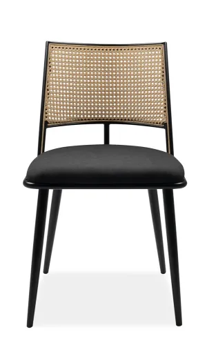 4er Set Stuhl Schiller Schwarz / Rattangeflecht