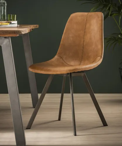 4er Set Stuhl Tato Zick-Zack | cowhide braun