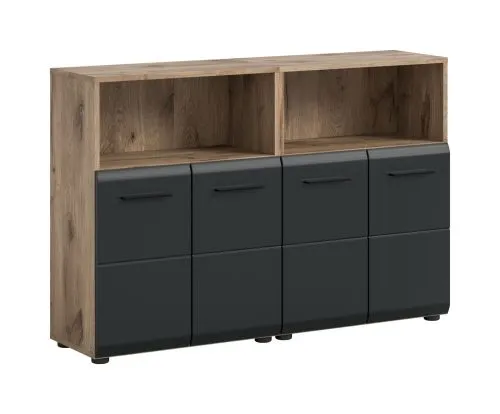 Bad Kommode Ice 3a | 2-teilig | Nox Oak / schwarz matt